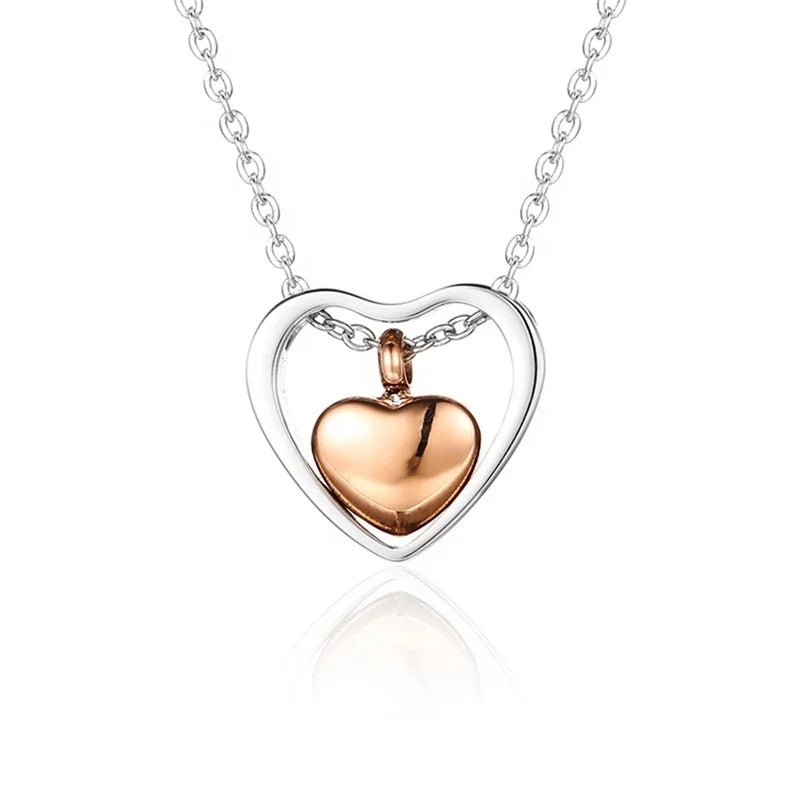 Collier cinéraire double cœur