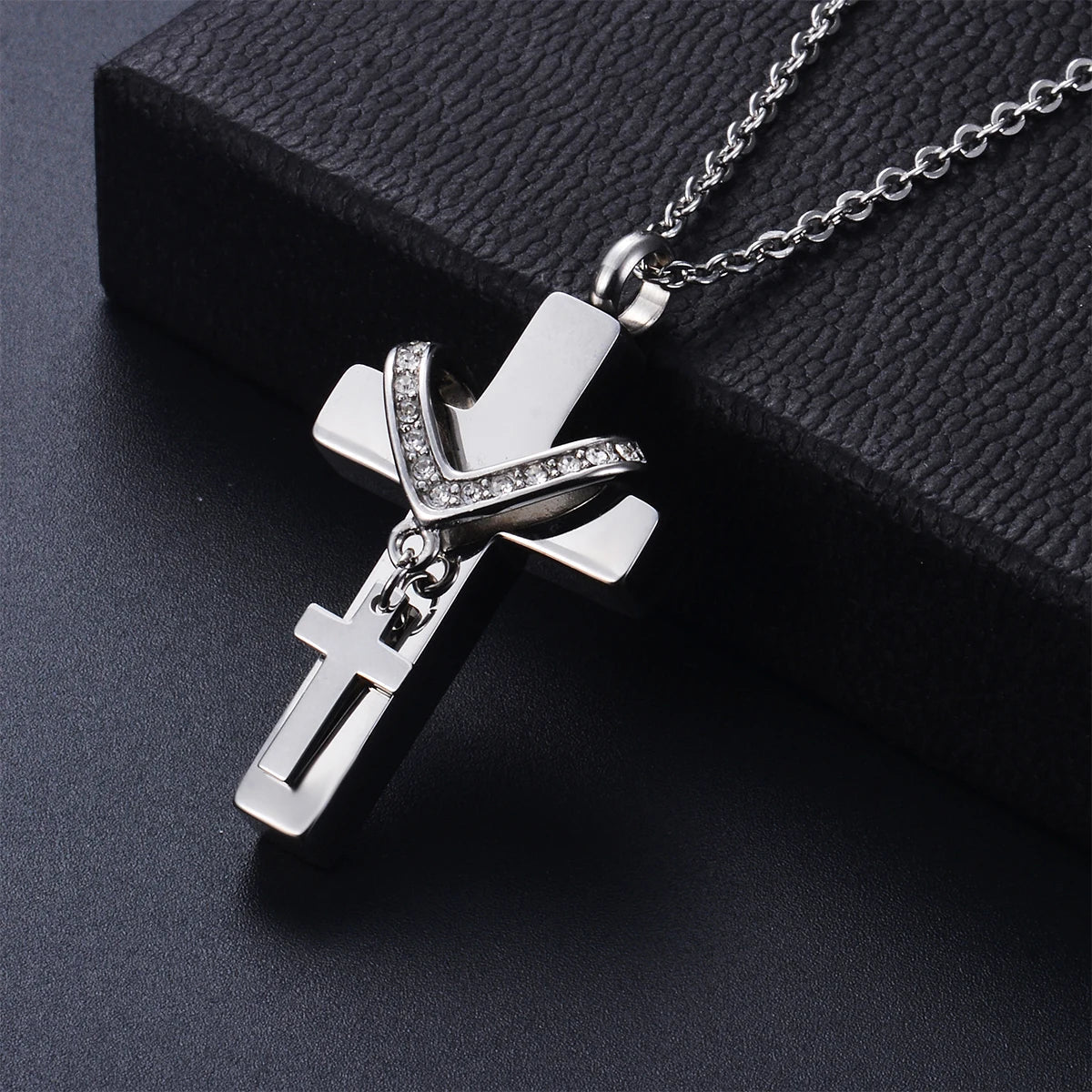 Collier cinéraire double croix