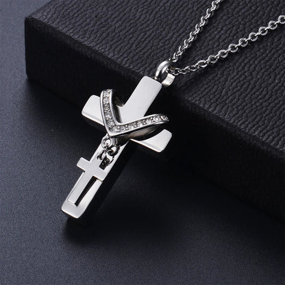 Collier cinéraire double croix