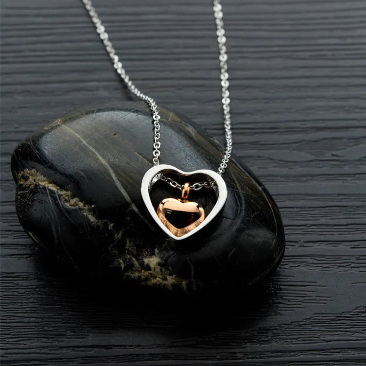 Collier cinéraire double cœur