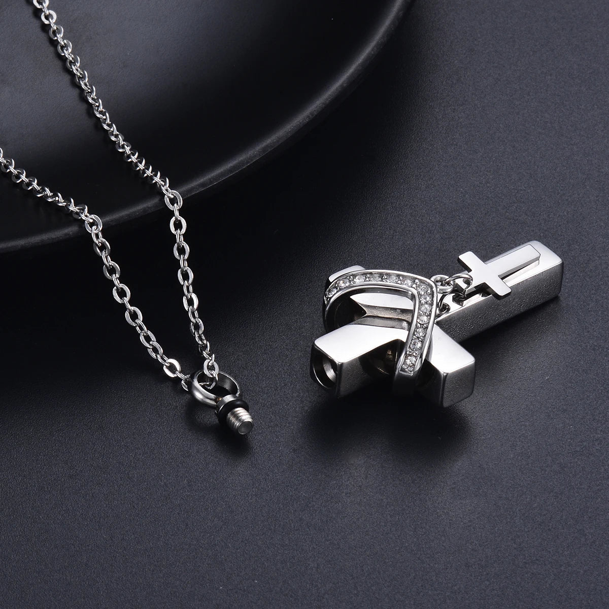 Collier cinéraire double croix