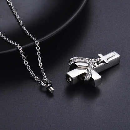 Collier cinéraire double croix