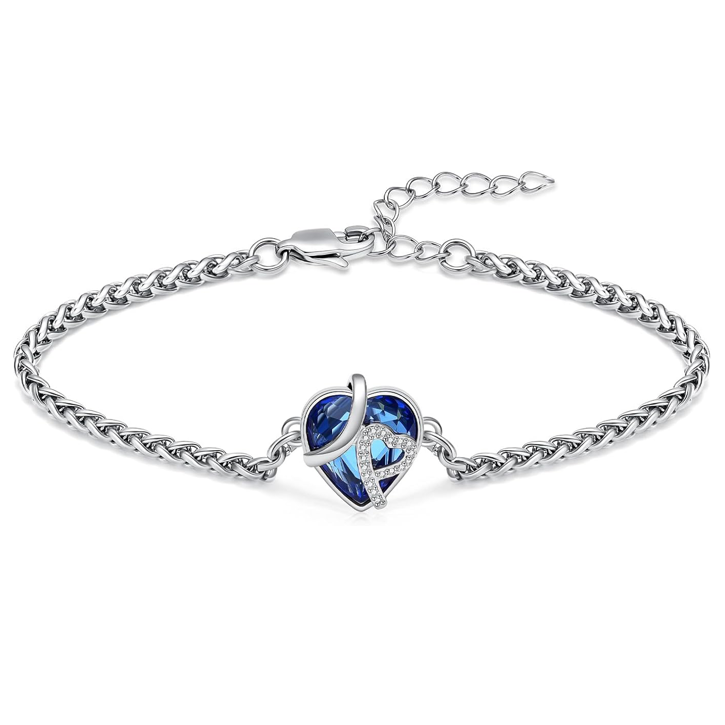 Bracelet cinéraire cœur en cristal