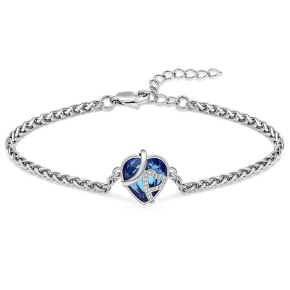 Bracelet cinéraire cœur en cristal