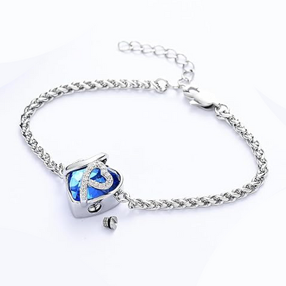 Bracelet cinéraire cœur en cristal