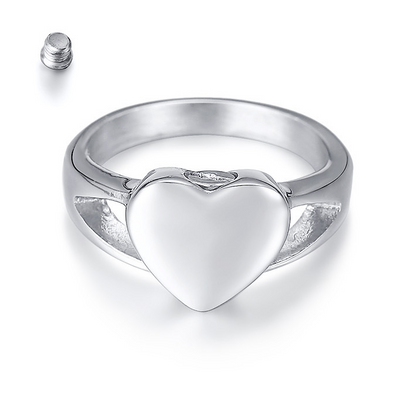 Bague cinéraire en forme de cœur
