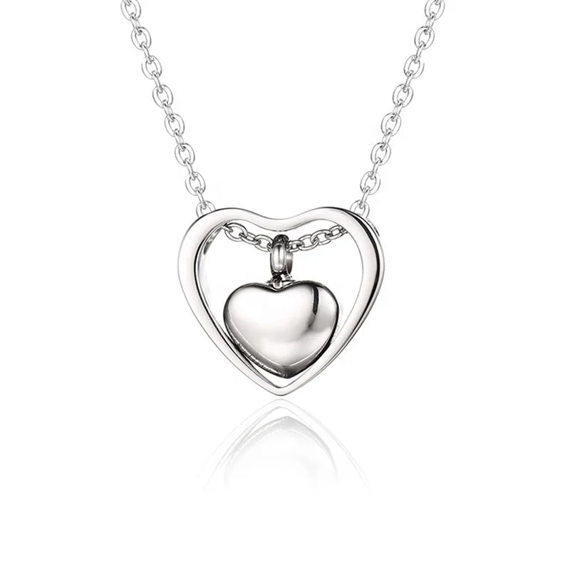 Collier cinéraire double cœur