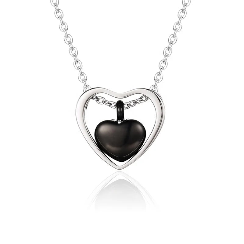 Collier cinéraire double cœur