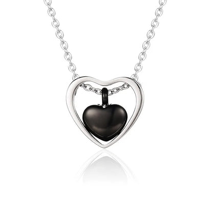 Collier cinéraire double cœur
