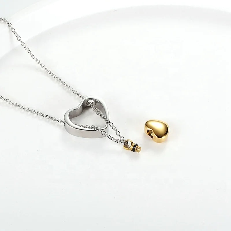 Collier cinéraire double cœur
