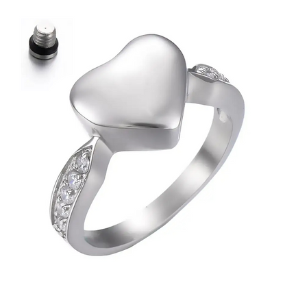 Bague cinéraire cœur en verre